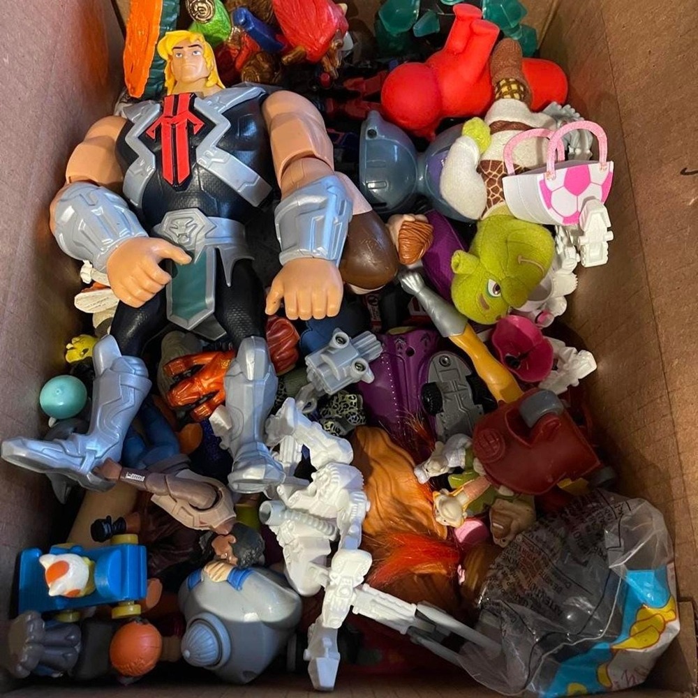 Box lot of vintage and modern toys